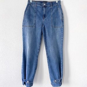 Express - High Rise Cropped Straight Cuffed Jeans